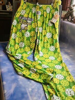 Brief Insanity "Designated Dinker" Green Pickleball Jogger Pants NWT